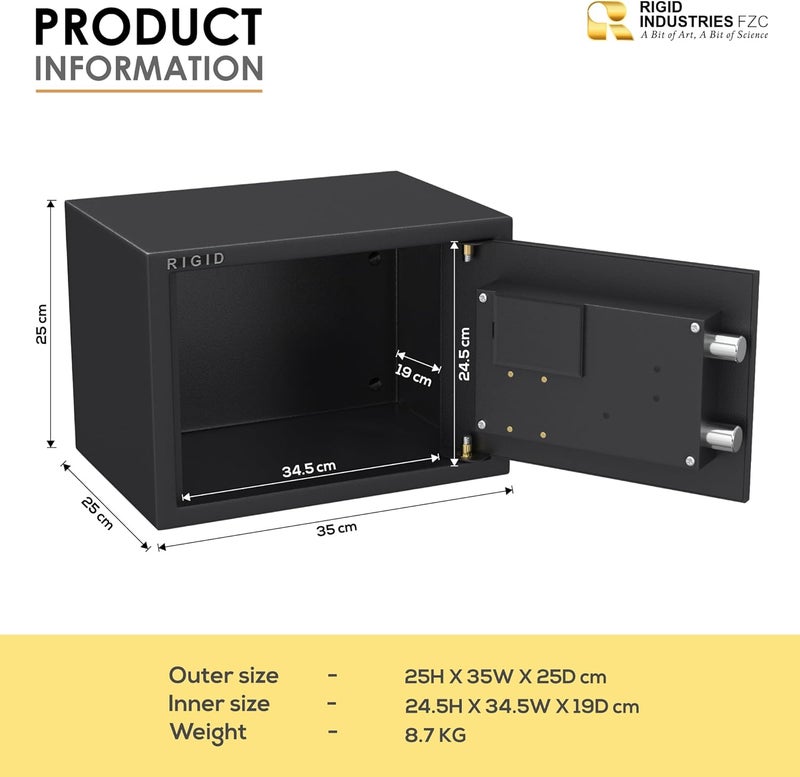 RIGID Safe Box for Home - Digital Keypad Safe Locker, Steel Anti-Theft Security Safe for Money, Jewelry & Documents, Small Fireproof Locker Box - Image 2